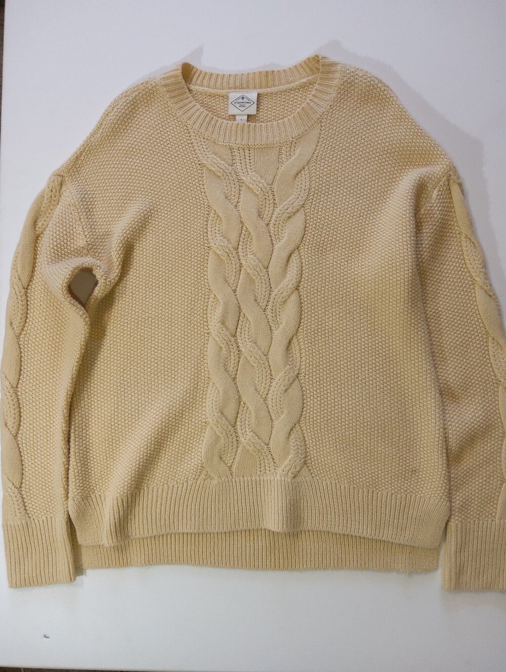 St.‎ Johns Bay Cable Knit Sweater Womens Large Cream Color Quiet Luxury Comfy